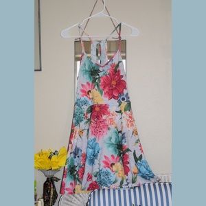 bright summer floral racer back cotton dress